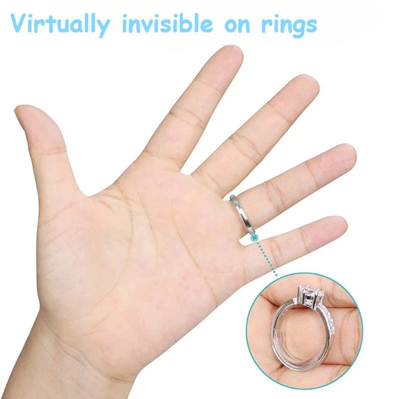 8Pcs Silicone Ring Size Adjuster for Loose Rings Non Slip Jewelry Tool - Universal Fit Reducer Sizer for Wedding Band Engagement